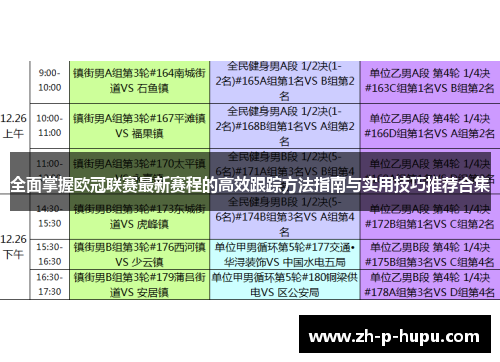 全面掌握欧冠联赛最新赛程的高效跟踪方法指南与实用技巧推荐合集